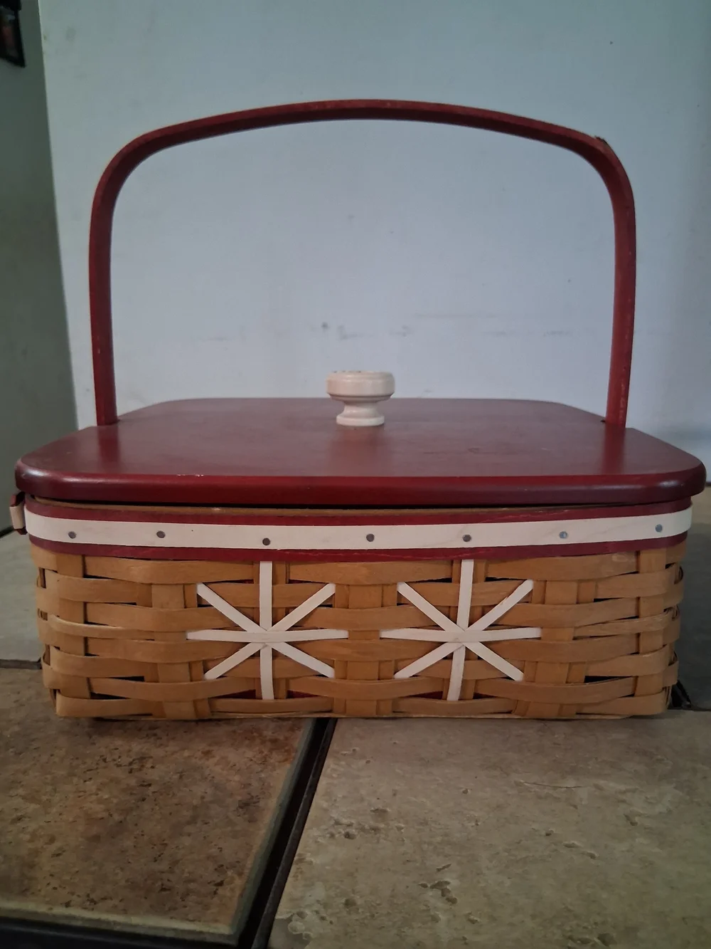 Longaberger Snowflake Cookie Basket with Red Lid